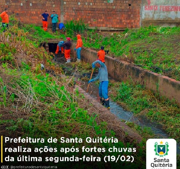 PREFEITURA DE SANTA QUITÉRIA REALIZA AÇÕES PÓS CHUVAS DA ULTIMA SEGUNDA- FEIRA 19/02